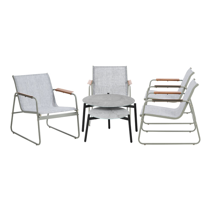 6Pcs Outdoor Patio Set Chair Lounge 70Cm Coffee Table Textilene Furniture