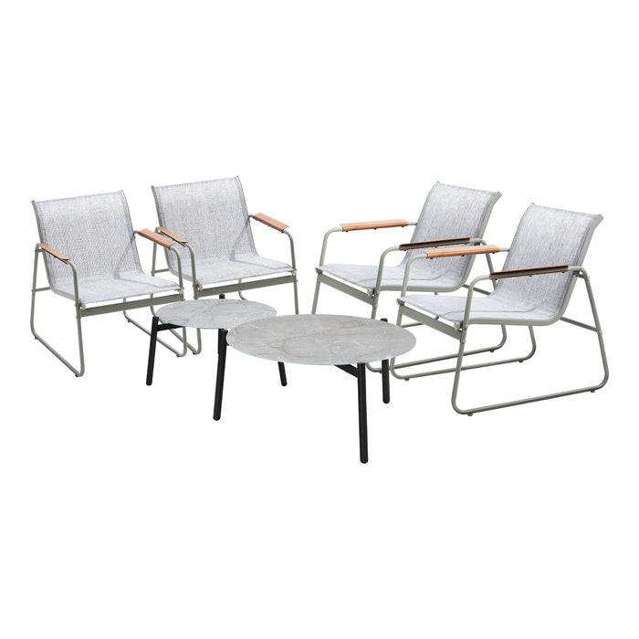 6Pcs Outdoor Patio Set Chair Lounge 70Cm Coffee Table Textilene Furniture