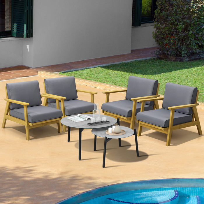 Outdoor Lounge Set 6Pcs Patio Furniture 2Pc Grey Coffee Side Table Sets