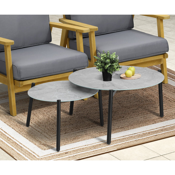Outdoor Lounge Set 6Pcs Patio Furniture 2Pc Grey Coffee Side Table Sets