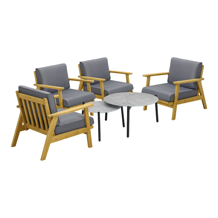 Outdoor Lounge Set 6Pcs Patio Furniture 2Pc Grey Coffee Side Table Sets