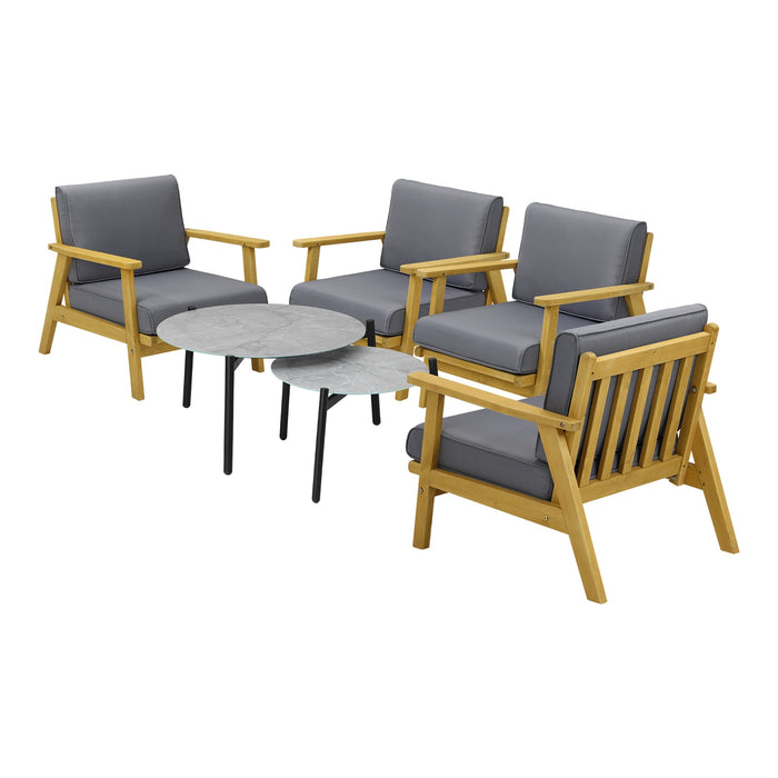 Outdoor Lounge Set 6Pcs Patio Furniture 2Pc Grey Coffee Side Table Sets