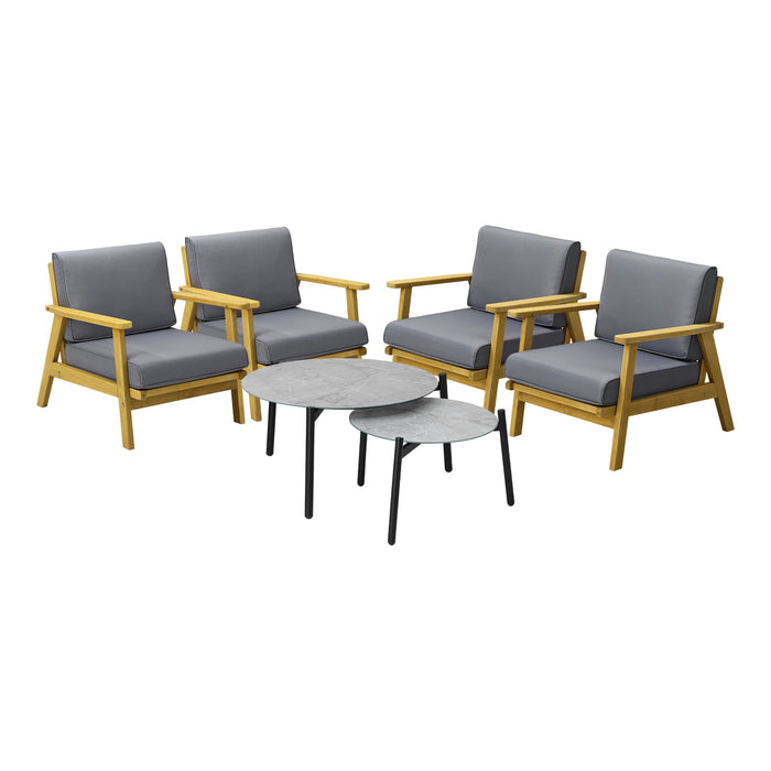 Outdoor Lounge Set 6Pcs Patio Furniture 2Pc Grey Coffee Side Table Sets