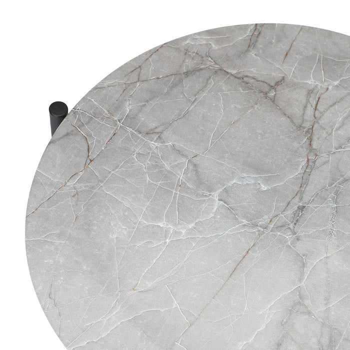 Outdoor Coffee Side Marble Table Desk Patio Furniture Garden 50Cm Grey