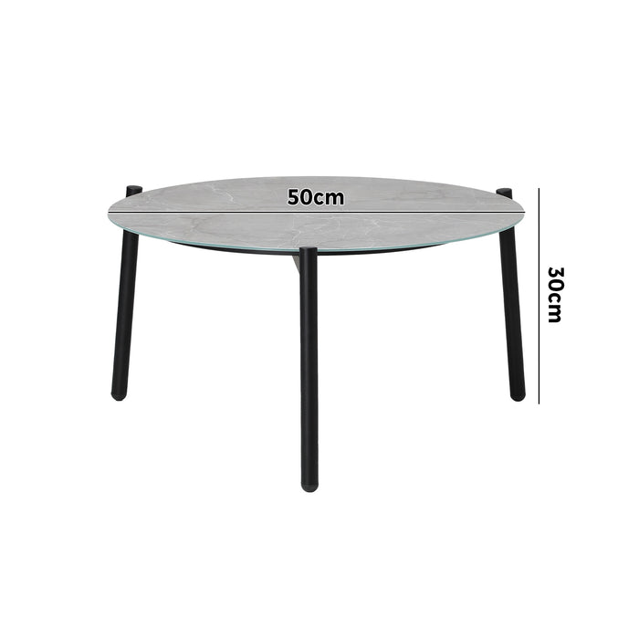 Outdoor Coffee Side Marble Table Desk Patio Furniture Garden 50Cm Grey