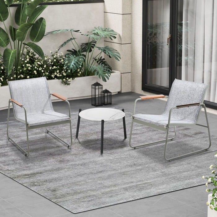 3Pcs Outdoor Bistro Set Patio Furniture Chair 50Cm Coffee Table Textilene