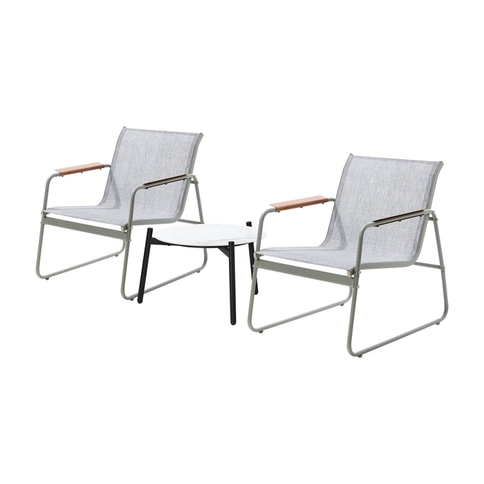 3Pcs Outdoor Bistro Set Patio Furniture Chair 50Cm Coffee Table Textilene