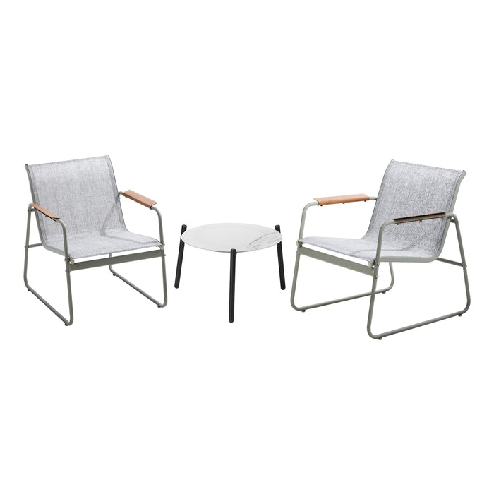 3Pcs Outdoor Bistro Set Patio Furniture Chair 50Cm Coffee Table Textilene