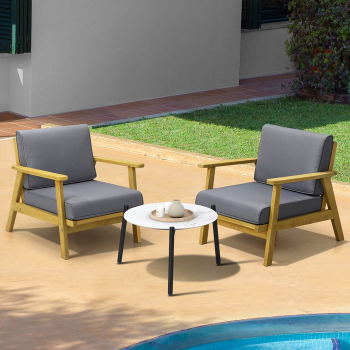 3Pcs Outdoor Lounge Set Patio Furniture Sets 50Cm White Coffee Side Table