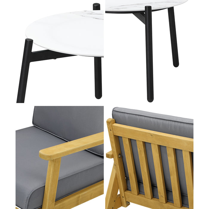 3Pcs Outdoor Lounge Set Patio Furniture Sets 50Cm White Coffee Side Table