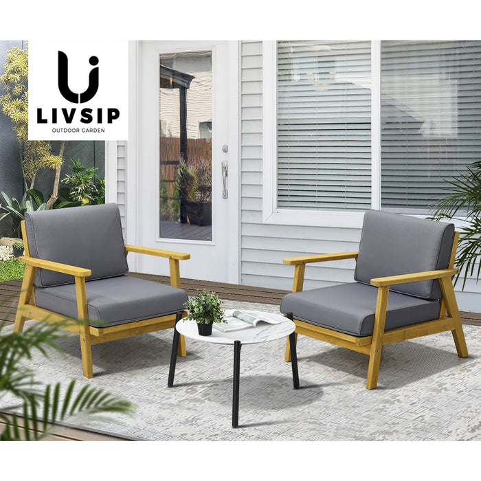 3Pcs Outdoor Lounge Set Patio Furniture Sets 50Cm White Coffee Side Table