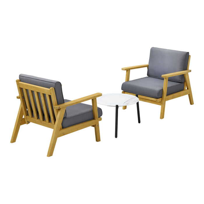 3Pcs Outdoor Lounge Set Patio Furniture Sets 50Cm White Coffee Side Table