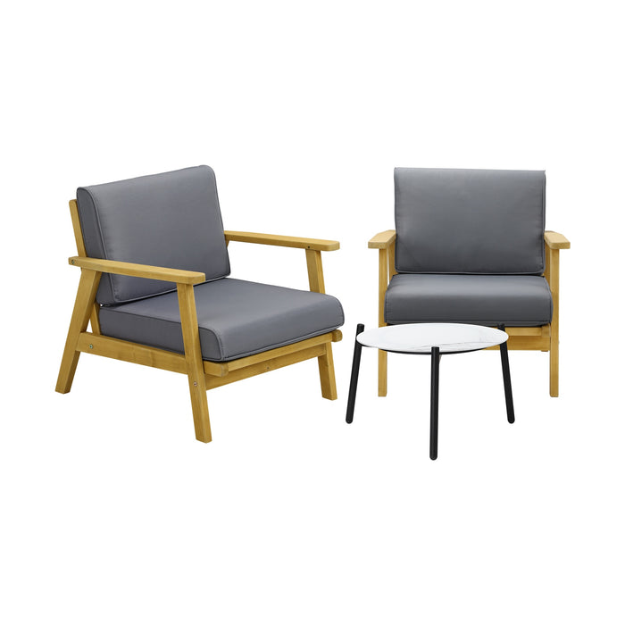 3Pcs Outdoor Lounge Set Patio Furniture Sets 50Cm White Coffee Side Table