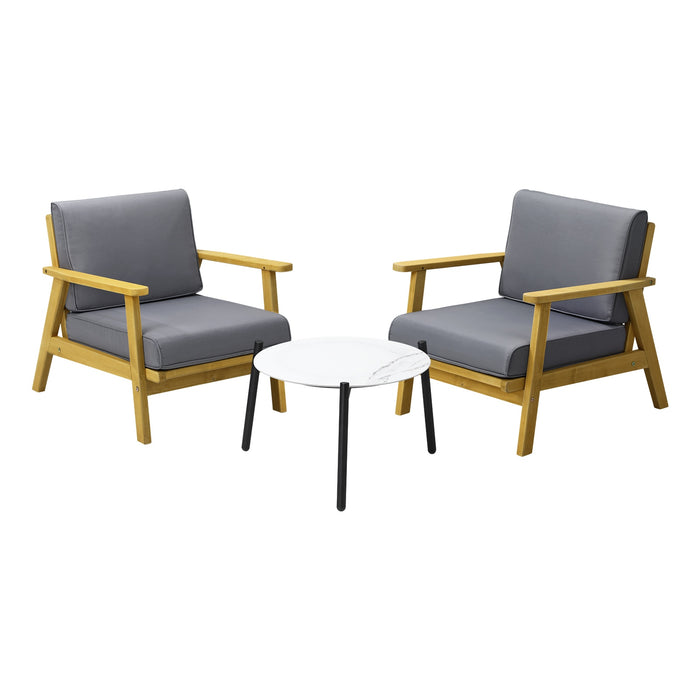 3Pcs Outdoor Lounge Set Patio Furniture Sets 50Cm White Coffee Side Table