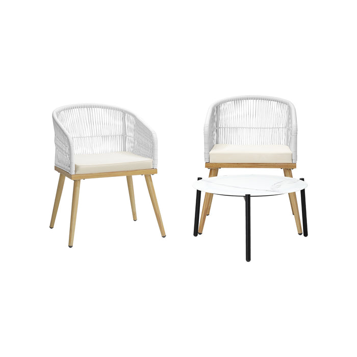 3 Piece Outdoor Patio Setting Bistro Set Lounge Furniture Sets 70Cm Table