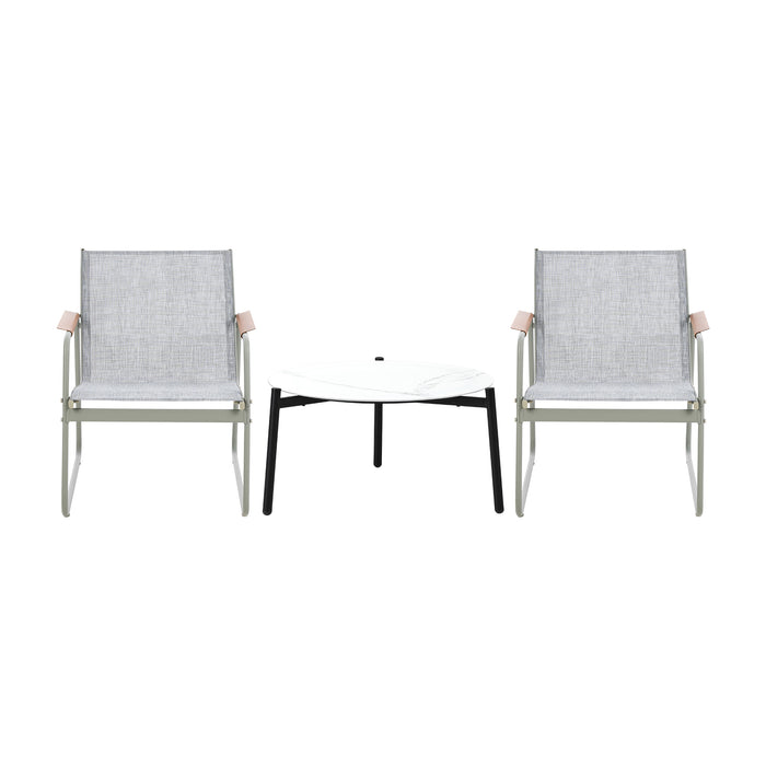 3Pcs Outdoor Bistro Set Patio Furniture Chair 70Cm Coffee Table Textilene