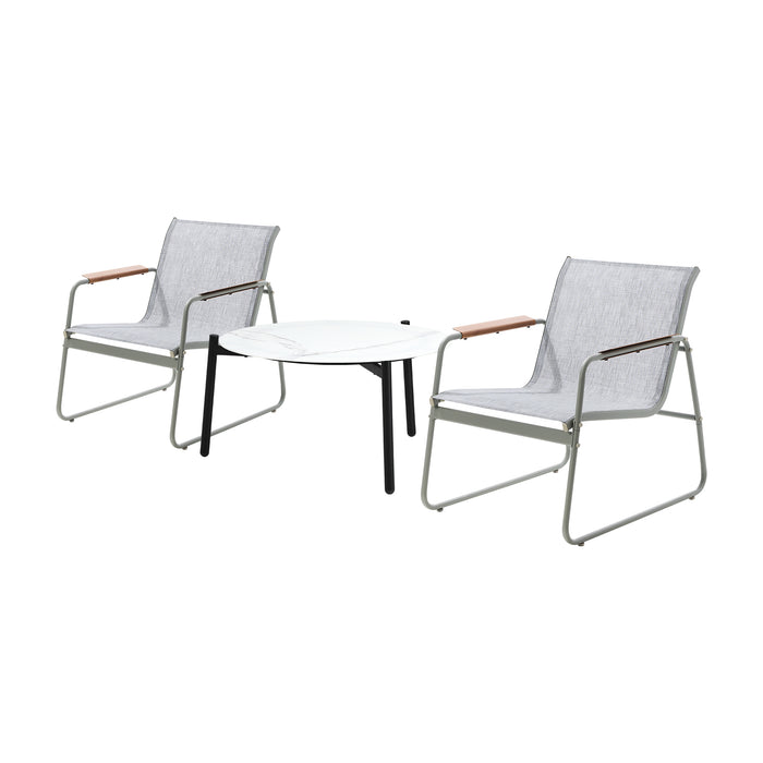 3Pcs Outdoor Bistro Set Patio Furniture Chair 70Cm Coffee Table Textilene