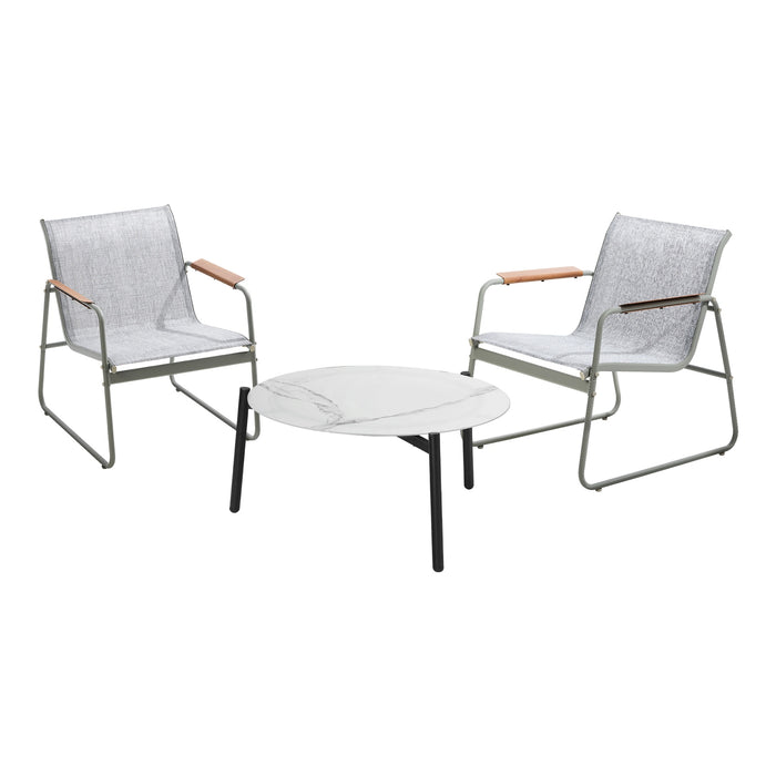 3Pcs Outdoor Bistro Set Patio Furniture Chair 70Cm Coffee Table Textilene