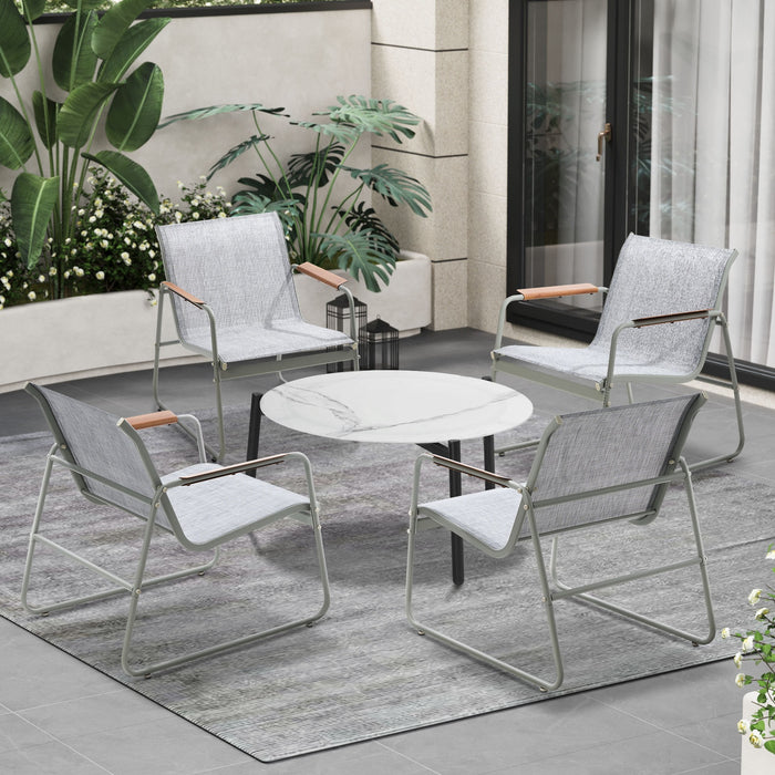 Outdoor Patio Setting 4X Chairs 70Cm Coffee Table Garden Furniture Lounge