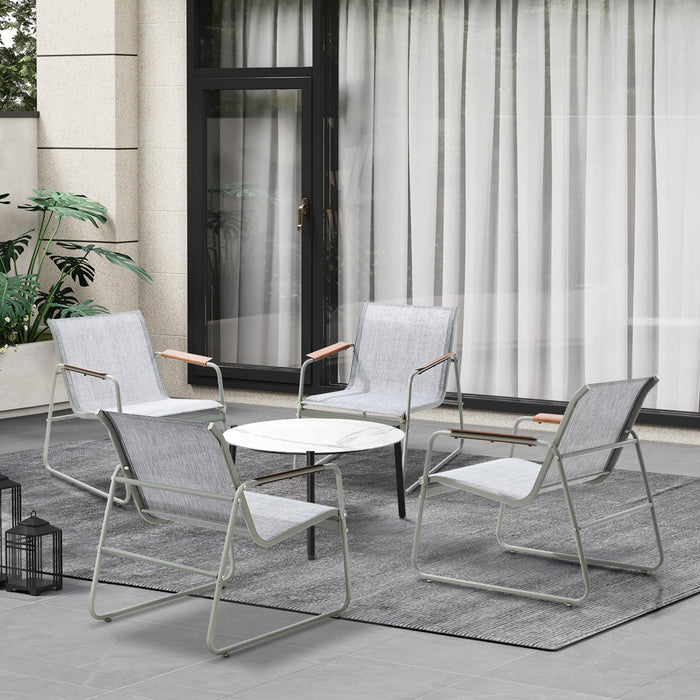 Outdoor Patio Setting 4X Chairs 70Cm Coffee Table Garden Furniture Lounge