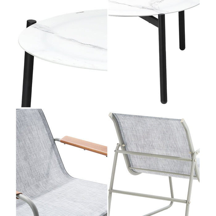 Outdoor Patio Setting 4X Chairs 70Cm Coffee Table Garden Furniture Lounge