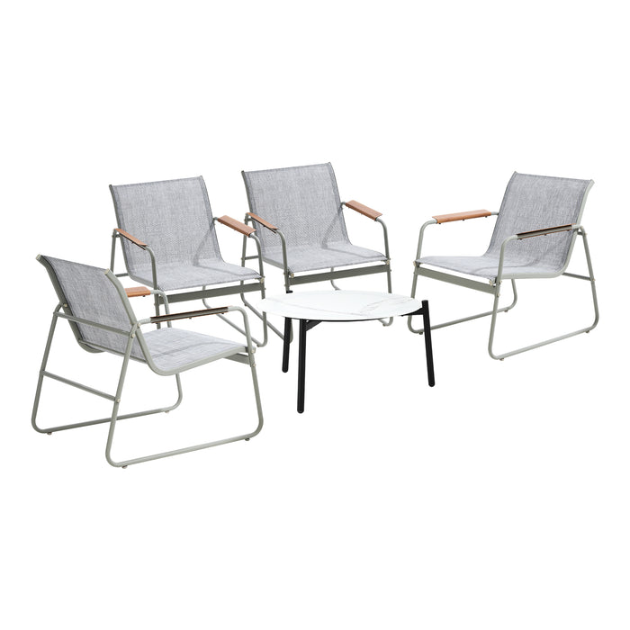 Outdoor Patio Setting 4X Chairs 70Cm Coffee Table Garden Furniture Lounge