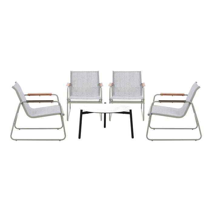 Outdoor Patio Setting 4X Chairs 70Cm Coffee Table Garden Furniture Lounge