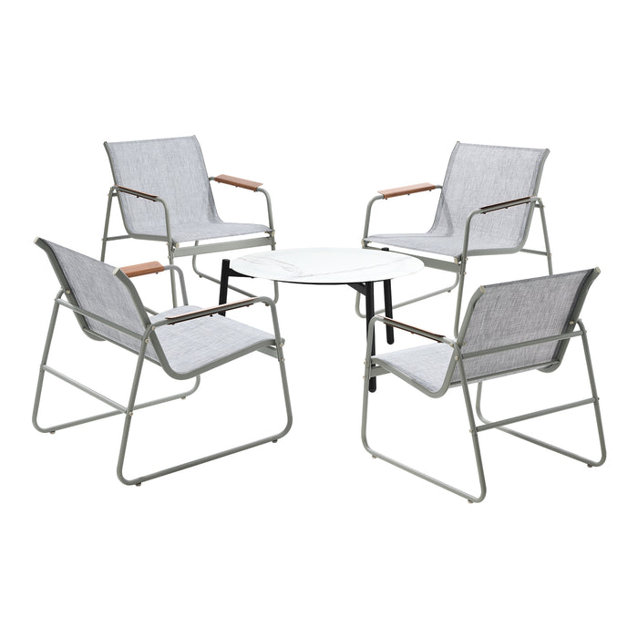 Outdoor Patio Setting 4X Chairs 70Cm Coffee Table Garden Furniture Lounge