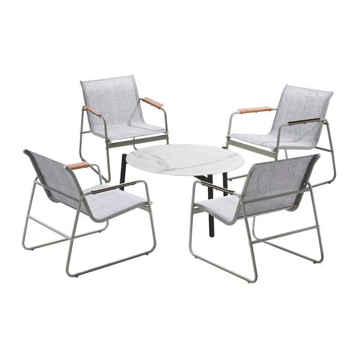 Outdoor Patio Setting 4X Chairs 70Cm Coffee Table Garden Furniture Lounge