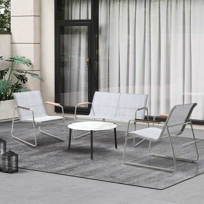 Outdoor Patio Setting 4X Chairs 70Cm Coffee Table Garden Furniture Lounge