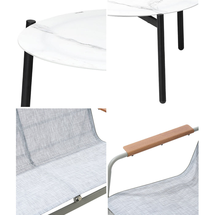 Outdoor Patio Setting 4X Chairs 70Cm Coffee Table Garden Furniture Lounge