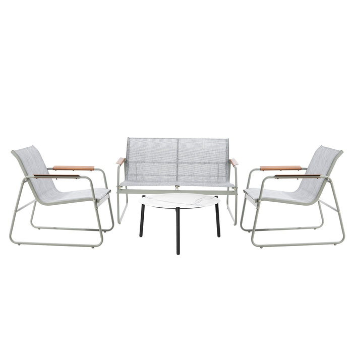 Outdoor Patio Setting 4X Chairs 70Cm Coffee Table Garden Furniture Lounge