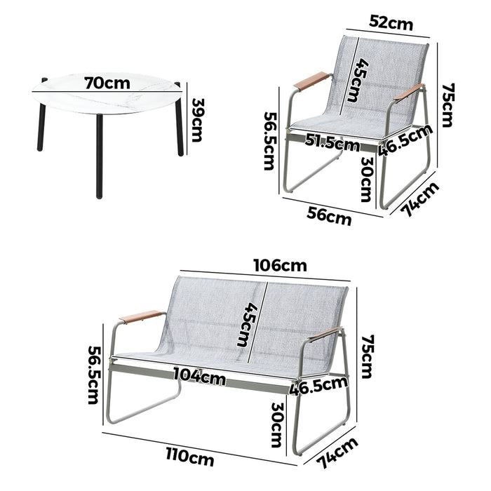 Outdoor Patio Setting 4X Chairs 70Cm Coffee Table Garden Furniture Lounge