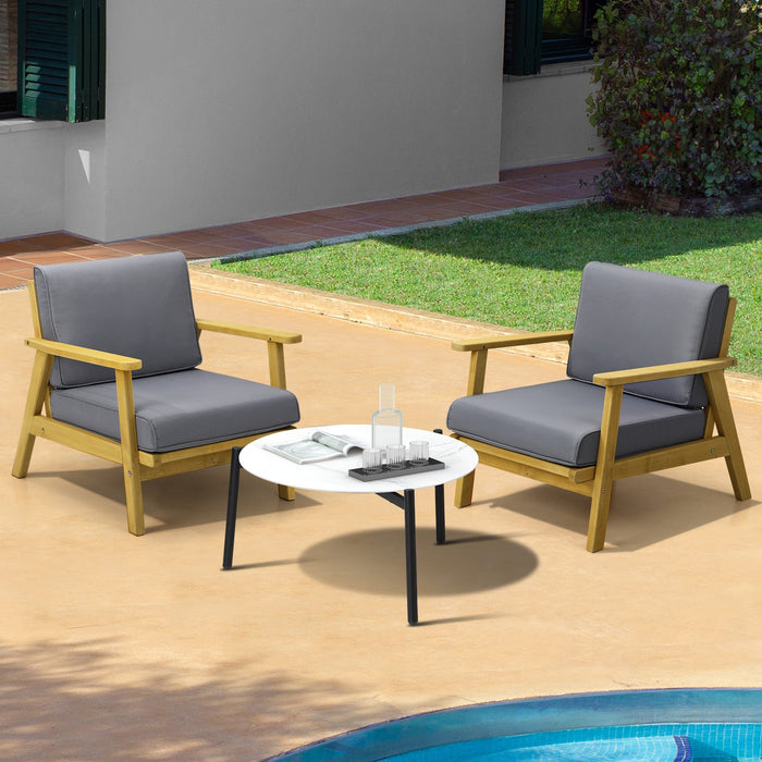 Outdoor Lounge Set 3Pcs Patio Furniture Sets 70Cm White Coffee Side Table