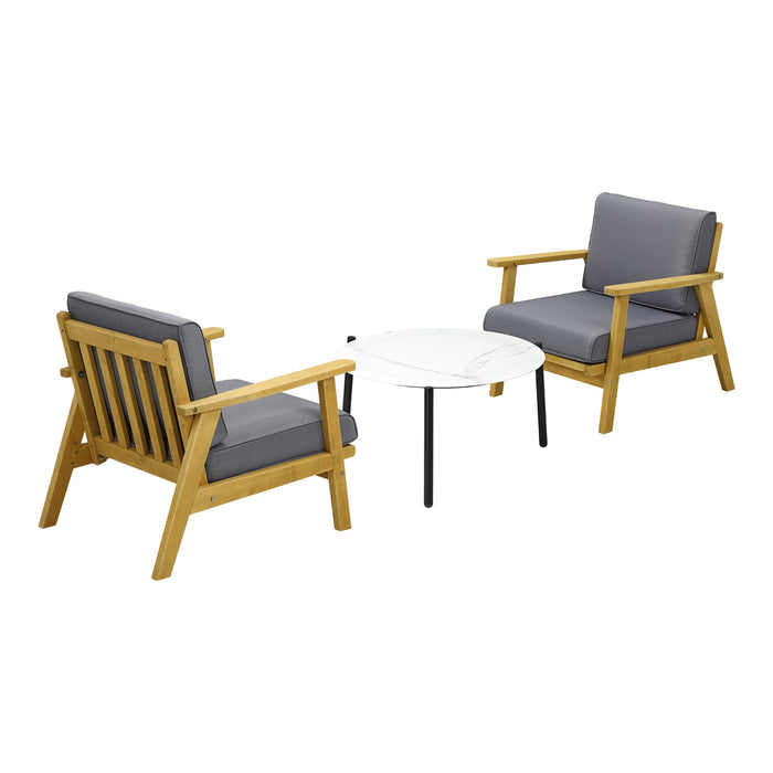 Outdoor Lounge Set 3Pcs Patio Furniture Sets 70Cm White Coffee Side Table