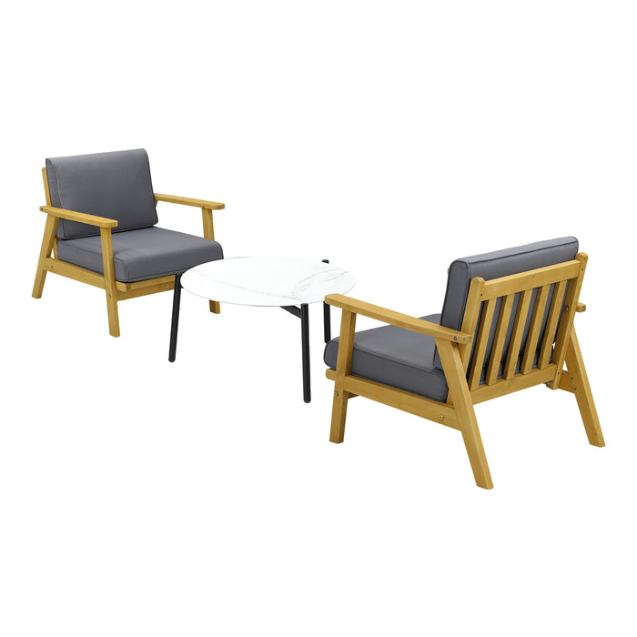 Outdoor Lounge Set 3Pcs Patio Furniture Sets 70Cm White Coffee Side Table