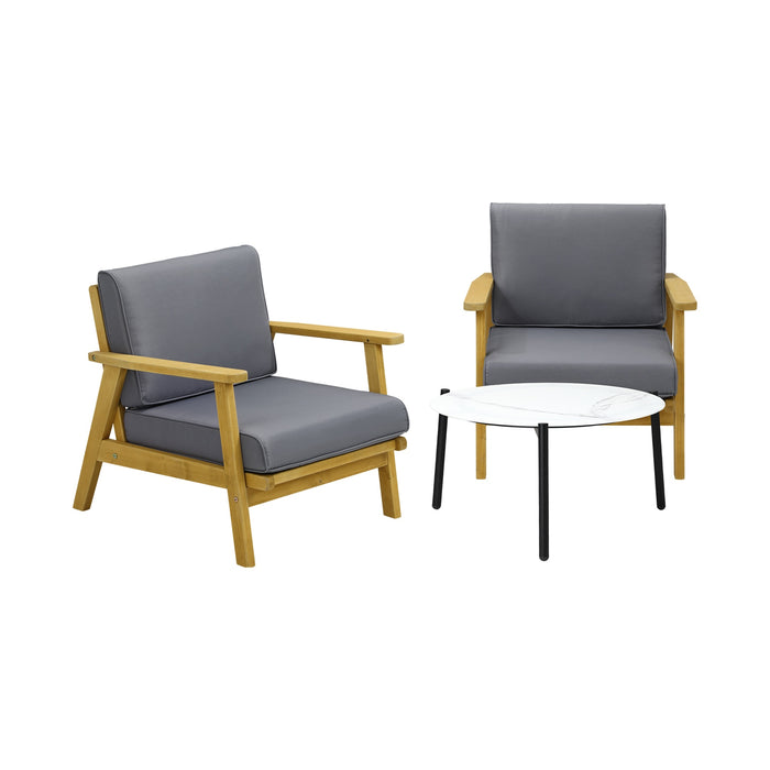 Outdoor Lounge Set 3Pcs Patio Furniture Sets 70Cm White Coffee Side Table