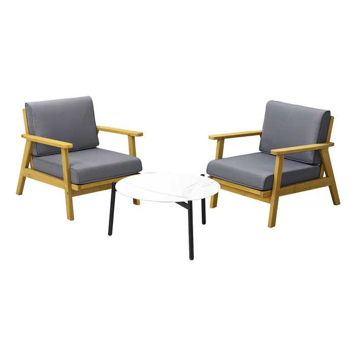 Outdoor Lounge Set 3Pcs Patio Furniture Sets 70Cm White Coffee Side Table