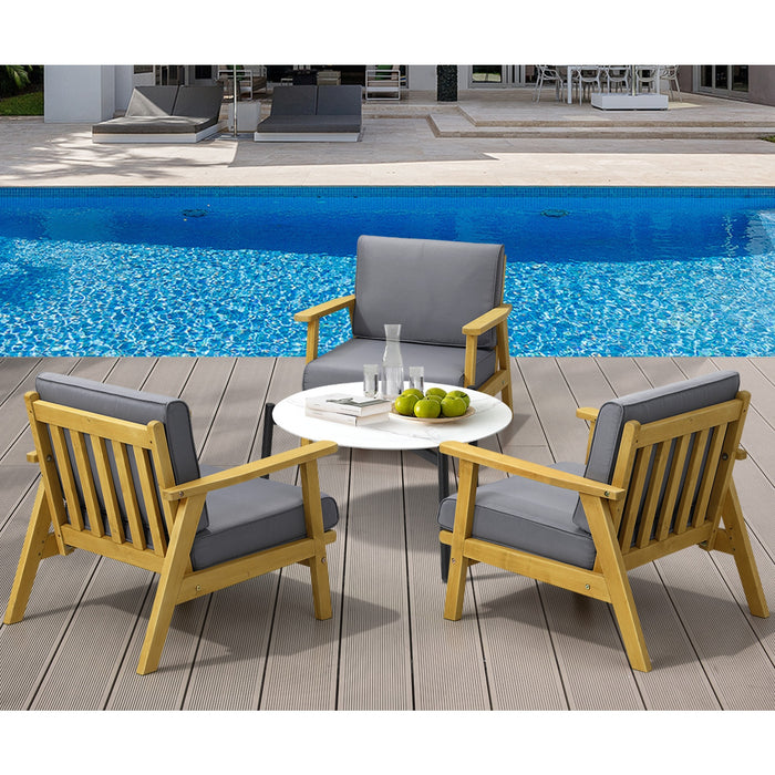 4Pcs Outdoor Lounge Set Patio Furniture Sets White Coffee Side Table