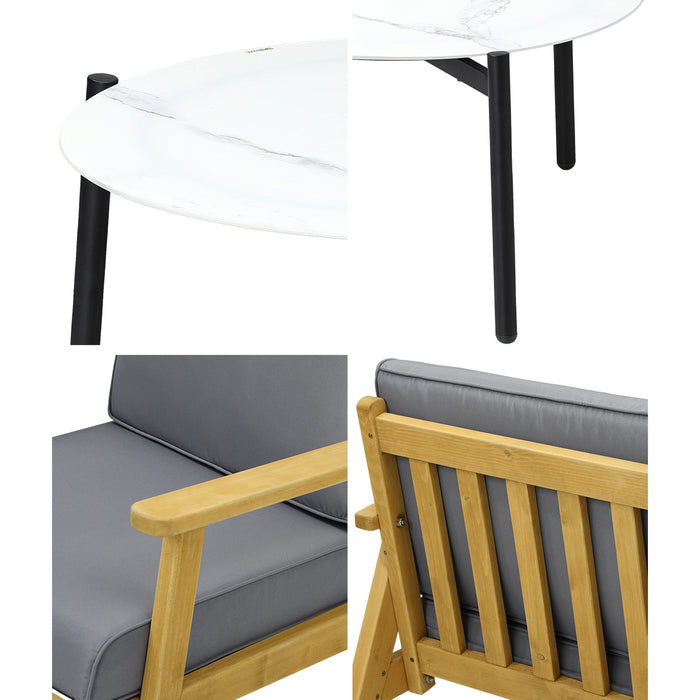 4Pcs Outdoor Lounge Set Patio Furniture Sets White Coffee Side Table