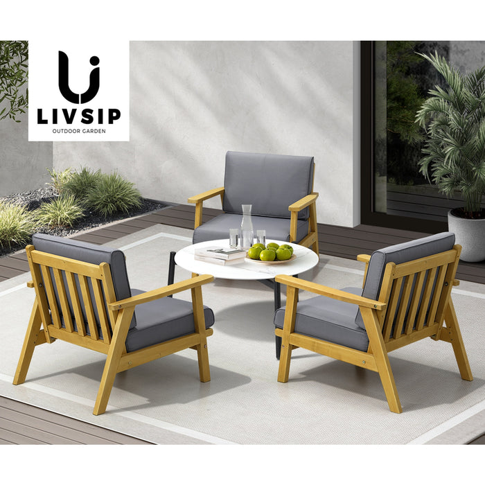 4Pcs Outdoor Lounge Set Patio Furniture Sets White Coffee Side Table