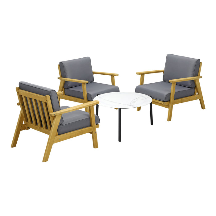 4Pcs Outdoor Lounge Set Patio Furniture Sets White Coffee Side Table