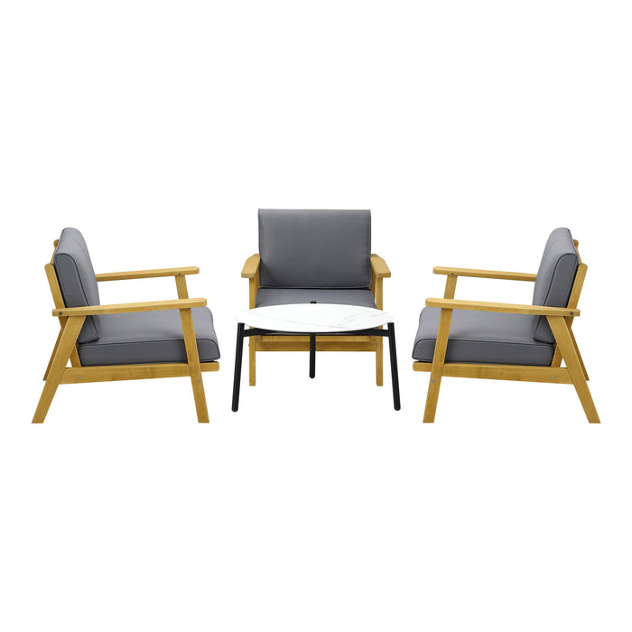 4Pcs Outdoor Lounge Set Patio Furniture Sets White Coffee Side Table