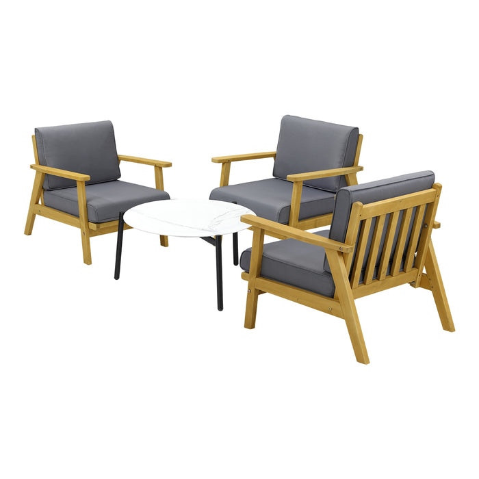 4Pcs Outdoor Lounge Set Patio Furniture Sets White Coffee Side Table