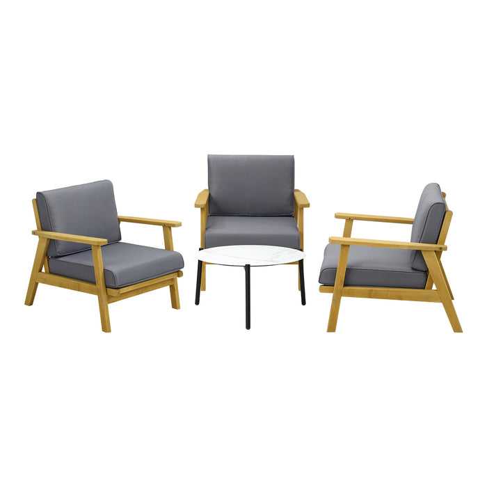 4Pcs Outdoor Lounge Set Patio Furniture Sets White Coffee Side Table