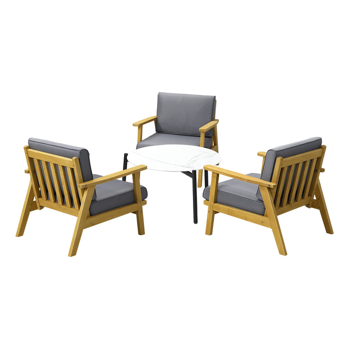 4Pcs Outdoor Lounge Set Patio Furniture Sets White Coffee Side Table