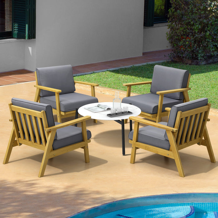 Outdoor Lounge Set 5Pcs Patio Furniture Sets 70Cm White Coffee Side Table