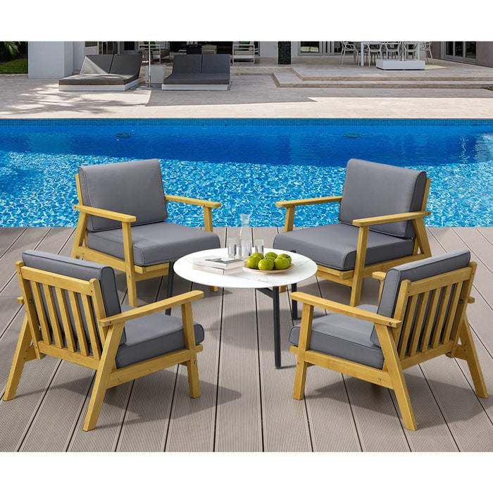 Outdoor Lounge Set 5Pcs Patio Furniture Sets 70Cm White Coffee Side Table