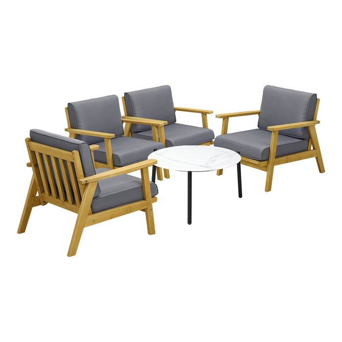 Outdoor Lounge Set 5Pcs Patio Furniture Sets 70Cm White Coffee Side Table