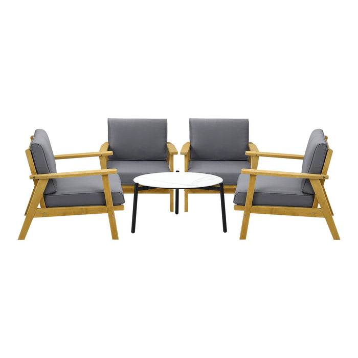 Outdoor Lounge Set 5Pcs Patio Furniture Sets 70Cm White Coffee Side Table